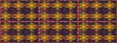 Kahverengi renklerde bahar çiçekleri. Çiçek ve yapraklı karalama şeklinde Raster çiçek deseni. Raster illüstrasyonu.