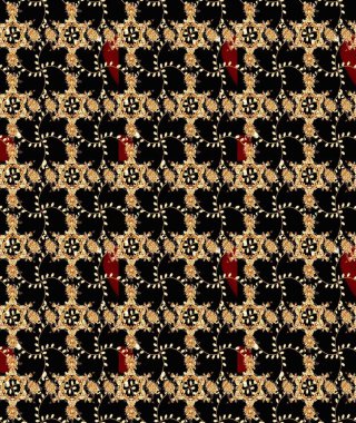 Yumuşak, bahar çiçekleri siyah ve bej renklerde. Çiçekli karalama şeklinde Raster çiçek deseni. Raster illüstrasyonu.