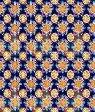 Düz Çiçek Elementleri Tasarımı. Renkli Bahar Temalı Kusursuz Arkaplan. Raster illüstrasyonunda kusursuz çiçek deseni. Mavi ve nötr renkte çiçekler.