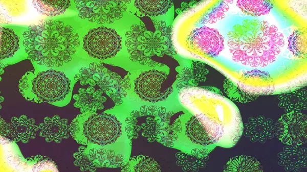 Yeşil ve kahverengi renkler. Yaz çiçekleri teması. El çizimi, soyut ve süslü elementler. Suluboya resim taklit Raster çizimi. Klasik çiçekler..