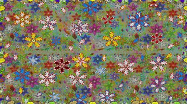 Yeşil ve nötr renklerde çiçeklerle kusursuz çiçek deseni. Çiçekler suluboya tarzında yeşil ve nötr renklerde.