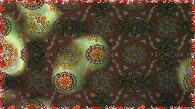 Raster illüstrasyonunda kusursuz çiçek deseni. Kahverengi ve gri renkte çiçekler.