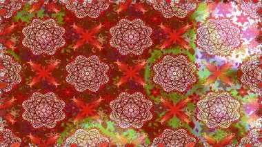 Raster Illustrasyon 'da moda olmayan çiçek deseni. Güzel kumaş deseni. Renkli Yaz Temalı Kusursuz Arkaplan. Düz Çiçek Elementleri Tasarımı.