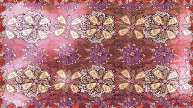 Küçük çiçekteki sevimli çiçek deseni. Pembe ve kahverengi renkte çiçekler. Raster illüstrasyonu.