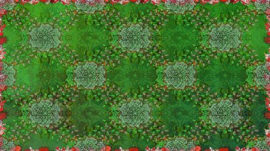 Kusursuz çiçek deseni. Raster illüstrasyonu. Asya tekstil tarzında. Güzel kumaş deseni. Renkli Bahar Temalı Kusursuz Arkaplan. Düz Çiçek Elementleri Tasarımı.