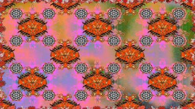 Çiçek ve yapraklı çiçek deseni. Küçük çiçekli şirin bir desen. Raster illüstrasyonu.