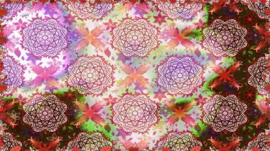 Çiçek ve yapraklı çiçek deseni. Küçük çiçekli şirin bir desen. Raster illüstrasyonu.