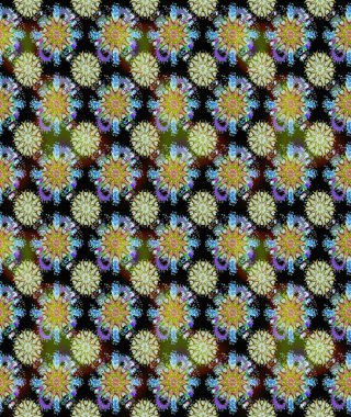 Raster illüstrasyonunda kusursuz çiçek deseni. Düz Çiçek Elementleri Tasarımı. Renkli Bahar Temalı Kusursuz Arkaplan. Tarafsız ve siyah renkte çiçekler.