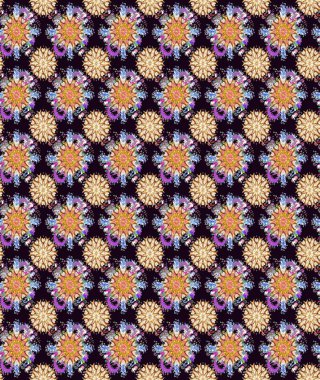 Çiçek çelengi. Kıvırcık, parlak örgü. Raster illüstrasyonu. Şablon, pürüzsüz, çiçekli kenar. Eski moda arka plan. Güzel, pürüzsüz kumaş, tuval..