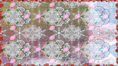 Küçük çiçekteki sevimli çiçek deseni. Modaya uygun kumaş deseni. Kusursuz Tony kumaş deseni. Raster illüstrasyonu.