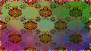 Yeşil ve kahverengi renkli çiçekler. Tropik çiçekler. Tişörtsüz arka plan deseni.