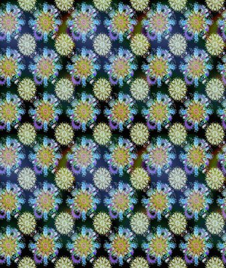 Raster illüstrasyonunda kusursuz çiçek deseni. Suluboya tarzında mavi ve nötr renkte çiçekler.