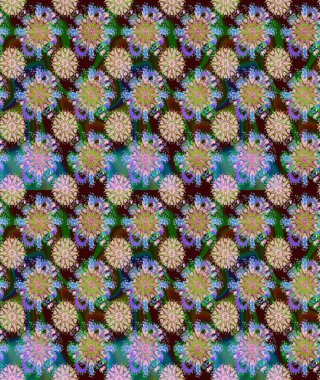 Renkli Bahar Temalı Kusursuz Arkaplan. Raster illüstrasyonu. Düz Çiçek Elementleri Tasarımı. Şirin çiçek elementleri. Kusursuz desenli. Moda desenli..