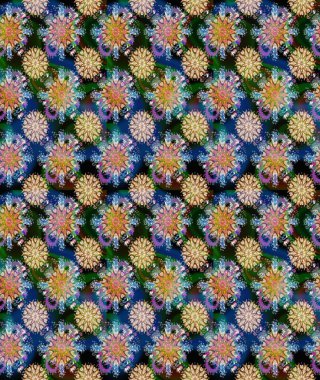 Çiçekli bahar çiçekleri. Moda baskıları için zarif bir şablon. Küçük çiçekte güzel bir desen. Küçük renkli çiçekler. Motley illüstrasyonu.