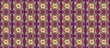 Raster illüstrasyonu. Oriental raster klasik kahverengi, bej, mor ve altın desenli. Kusursuz soyut arkaplan.
