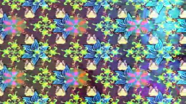 Renkli unsurlarla hareketli arka plan görüntüleri. Çiçekler. Eski model. Bayrak tarzı. Video kaydı. Şablon. Döngü. Kusursuz..