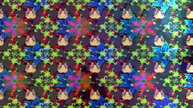 Renkli unsurlarla hareketli arka plan görüntüleri. Çiçekler. Eski model. Bayrak tarzı. Video kaydı. Şablon. Döngü. Kusursuz..