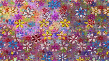 Renkli unsurlarla hareketli arka plan görüntüleri. Çiçekler. Eski model. Bayrak tarzı. Video kaydı. Şablon. Döngü. Kusursuz..