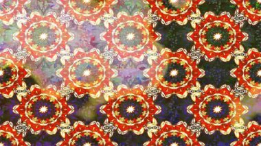 Renkli unsurlarla hareketli arka plan görüntüleri. Çiçekler. Eski model. Bayrak tarzı. Video kaydı. Şablon. Döngü. Kusursuz..