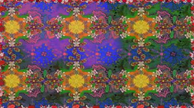 Renkli unsurlarla hareketli arka plan görüntüleri. Çiçekler. Eski model. Bayrak tarzı. Video kaydı. Şablon. Döngü. Kusursuz.. 