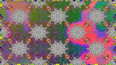 Gri ve yeşil renklerde. Anti-stres için soyut örnek sayfası. Raster illüstrasyonu.