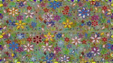 Raster illustration. Seamless floral pattern in folk style with flowers, leaves. Hand drawn.