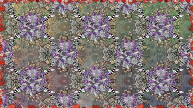 Çiçekli karalama şeklinde Raster çiçek deseni. Yumuşak, bahar çiçekli arka plan. Gri ve nötr renkte çiçekler.