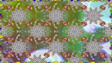 3 boyutlu çiçekler, pürüzsüz. Raster illüstrasyonu. Gri ve kahverengi renklerde.