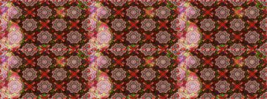 Raster deseni. Küçük çiçekteki sevimli çiçek deseni. Raster illüstrasyonu. Nazikçe, yaz çiçekleri kahverengi renklerde.