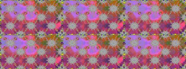 Düz Çiçek Elementleri Tasarımı. Asya tekstil tarzında. Raster illüstrasyonu. Kusursuz çiçek deseni. Renkli Bahar Temalı Kusursuz Arkaplan. Güzel kumaş deseni.