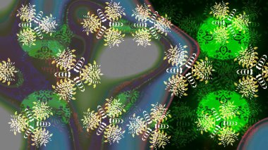Raster deseni. Çiçek kompozisyonu. Çiçek arkaplan. Küçük çiçekte güzel bir desen var. Çiçek kolajı. Doğa. -yeşil ve mavi çiçekler.