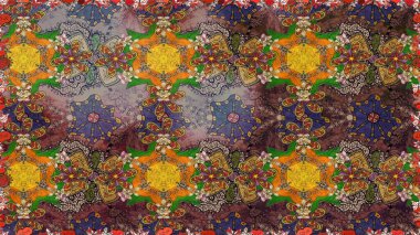 Çiçek desenli eskiz. Gömlek baskısı için çiçek boyası. Kahverengi ve gri renkte çiçekler.