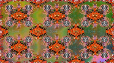 Küçük çiçekteki sevimli çiçek deseni. Kahverengi ve yeşil renkte çiçekler.