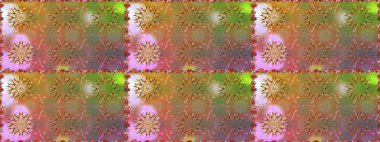 Raster illüstrasyonunda kusursuz çiçek deseni. Düz Çiçek Elementleri Tasarımı. Renkli Bahar Temalı Kusursuz Arkaplan. Kahverengi renkte çiçekler.