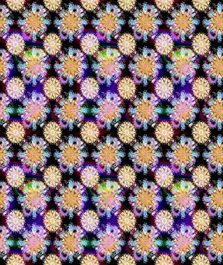Tekstil, kumaş, kapaklar, duvar kağıtları, baskı, naylon, yapıştırma, örgü, dekupaj için çiçeksiz arkaplan. Millefleur 'lar. Küçük siyah d nötr çiçeklerle oldukça eski bir besin torbası deseni.