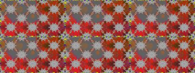 Raster illüstrasyonu. Kusursuz Chichi kumaş deseni. Çiçek deseni. Düz Çiçek Elementleri Tasarımı. Renkli Bahar Teması Kusursuz Arkaplan.