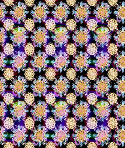 Tekstil, kumaş, kapaklar, duvar kağıtları, baskı, naylon, yapıştırma, örgü, dekupaj için çiçeksiz arkaplan. Millefleur 'lar. Küçük siyah d nötr çiçeklerle oldukça eski bir besin torbası deseni.