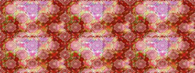 Kusursuz çiçek deseni. Güzel kumaş deseni. Renkli Bahar Temalı Kusursuz Arkaplan. Asya tekstil tarzında. Raster illüstrasyonu. Düz Çiçek Elementleri Tasarımı.