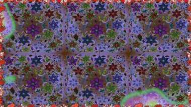 Vadinin çiçekleri kahverengi ve mor renklerde. Çiçeksiz desenlerin çizimi.