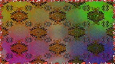 Kahverengi ve yeşil çiçekli bahar çiçekleri. Motley illüstrasyonu. Moda baskıları için zarif bir şablon. Küçük renkli çiçekler. Küçük çiçekte şirin desenler.