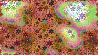 Tekstil ve kapak tasarımı için mükemmel. Doodle tarzı. Renkli kahverengi ve turuncu dikişsiz desen. El çizimi dikişsiz sonbahar çiçekleri deseni. Kahverengi ve turuncu renkte çiçekler.