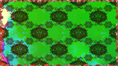 Çiçekli karalama şeklinde Raster çiçek deseni. Yeşil ve gri renkte yaz çiçekleri. Raster illüstrasyonu.