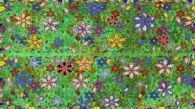 Sorunsuz çiçek desenli çiçekli, halk tarzında bırakır. Elle çizilmiş. Raster illüstrasyon.