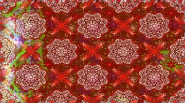 Çiçekli karalama şeklinde Raster çiçek deseni. Yumuşak, bahar çiçekli arka plan. Kırmızı ve kahverengi renkte çiçekler.