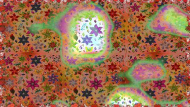 Kusursuz çiçek deseni. Raster illüstrasyonu. Asya tekstil tarzında. Kahverengi ve bej renkli çiçekler. Raster illüstrasyonu.