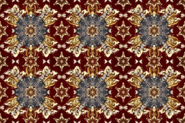 Raster klasik, gri, bej ve kahverengi renklerde, kusursuz desen. Barok tarzında kusursuz bir doğulu süsü..