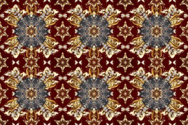 Raster klasik, gri, bej ve kahverengi renklerde, kusursuz desen. Barok tarzında kusursuz bir doğulu süsü..