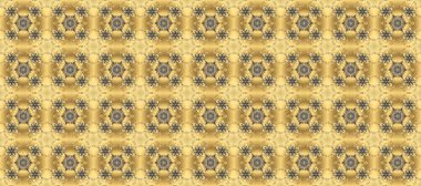 Bej, sarı ve kahverengi renklerde klasik, klasik, kusursuz desenler. Barok tarzında kusursuz bir doğulu süsü..
