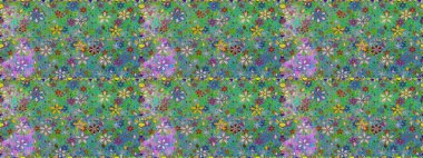 Raster. Yeşil renkli güzel çiçeklerle kusursuz desen, suluboya çiçek deseni, duvar kağıdı, kart ya da kumaş için fayanslı..