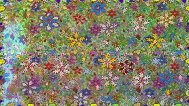 Yeşil ve nötr renklere karalamalar çizen kusursuz çiçek deseni. Raster illüstrasyonu.